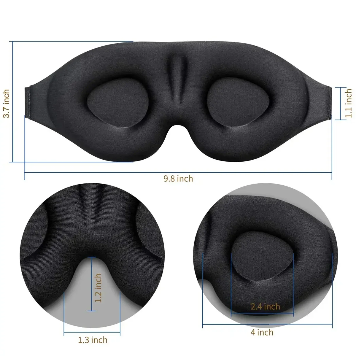 3D Blackout Eye Mask: Soft Contoured Sleep Mask for Travel & Home - Image 2